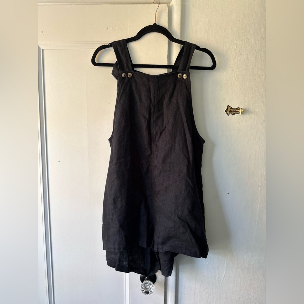 St. Agni Black Mini Dress with Button Accents